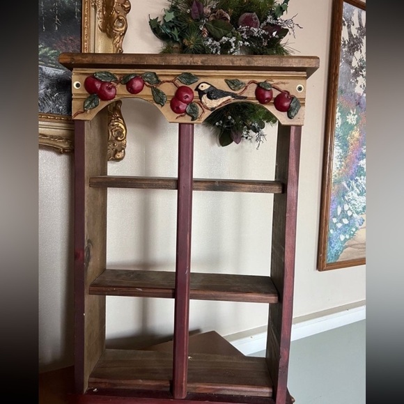 Rare Vintage Large Hand Carved Rustic
Solid Wood Apple Bird Shelf❗️FINAL SALE - Picture 5 of 11